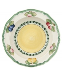 French Garden accessory pieces complement-and complete-the mix-and-match dinnerware and dishes from Villeroy & Boch. In Fleurence, with a pale yellow center and summer fruits around the rim. French Garden accessory pieces complement-and complete-the mix-and-match dinnerware and dishes from Villeroy & Boch. In Fleurence, with a pale yellow center and summer fruits around the rim.