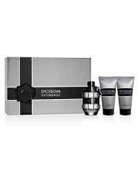 Introducing Spicebomb, the new explosive fragrance by Viktor & Rolf. Infusing the codes of masculine perfumery with dynamite, spicebomb is an explosive cocktail of virality. This holiday season, Spicebomb delivers the essentials to transform you into a powerful, intense and daring man. The Spicebomb gift set includes: 1.7 fl. oz. Eau de Toilette Spray, 1.7 fl. oz. After Shave Balm and 1.7 fl. oz. Shower Gel. Introducing Spicebomb, the new explosive fragrance by Viktor & Rolf. Infusing the codes of masculine perfumery with dynamite, spicebomb is an explosive cocktail of virality. This holiday season, Spicebomb delivers the essentials to transform you into a powerful, intense and daring man. The Spicebomb gift set includes: 1.7 fl. oz. Eau de Toilette Spray, 1.7 fl. oz. After Shave Balm and 1.7 fl. oz. Shower Gel.