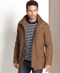 Keep your chilly-weather look classic with this hooded duffle coat from Kenneth Cole. Keep your chilly-weather look classic with this hooded duffle coat from Kenneth Cole.