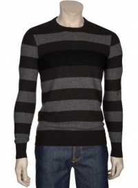 Vince Mens Cashmere Crew Neck Sweater XX-Large XXL Euro 56 Brown Black Gray Stripes Crewneck Vince Mens Cashmere Crew Neck Sweater XX-Large XXL Euro 56 Brown Black Gray Stripes Crewneck