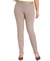 Snag sleek career style with Alfani's skinny leg plus size pants, accented by zip pockets.