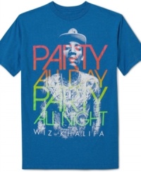 Turn it up. Let this Wiz Khalifa graphic tee from American Rag get you in the mood to party. Turn it up. Let this Wiz Khalifa graphic tee from American Rag get you in the mood to party.