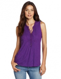 Calvin Klein Jeans Women's Pintuck Tank Top, Violet Ultra, Large Calvin Klein Jeans Women's Pintuck Tank Top, Violet Ultra, Large