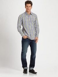 Cool, cotton classic in a neat check pattern with signature logo detail on the placket.Button-frontPoint collarCottonDry cleanImported