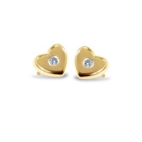 Alex Woo Mini Additions Diamond and 14k Yellow Gold Heart Earrings Alex Woo Mini Additions Diamond and 14k Yellow Gold Heart Earrings