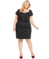 Snag a super-cute look for your work wardrobe with AGB's short sleeve plus size dress, featuring a polka-dot print.