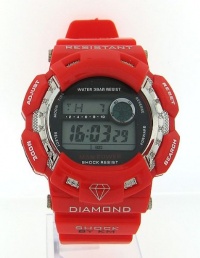 Mens Diamond Watch Shiny Red Shock Style King Master Mens Diamond Watch Shiny Red Shock Style King Master