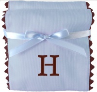 Princess Linens Bon Bon Burp Pad Baby Blue with Brown Trim-H Princess Linens Bon Bon Burp Pad Baby Blue with Brown Trim-H