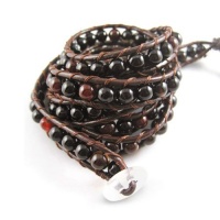 Bling Jewelry Onyx and Agate Gemstone Bead Brown Leather 4x Wrist Wrap Bracelet 37in Bling Jewelry Onyx and Agate Gemstone Bead Brown Leather 4x Wrist Wrap Bracelet 37in