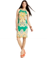 This printed sheath is the perfect dress to pack for an exotic vacation or wear out for an al-fresco summer dinner. Pair INC's rhinestone-studded dress with a bold wedge and bright accessories for a luxe look. This printed sheath is the perfect dress to pack for an exotic vacation or wear out for an al-fresco summer dinner. Pair INC's rhinestone-studded dress with a bold wedge and bright accessories for a luxe look.