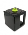Make My Day Tea Cube Ceramic Teapot with Infuser, Black with Lime Green Accent