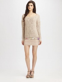 Classic cable-knit sweater with delicate sequin detailing throughout for a luxe look. BoatneckDropped shouldersLong sleevesRibbed trim at neckline, cuffs and hemAbout 24 from shoulder to hem42% wool/35% acrylic/23% alpacaDry cleanImportedModel shown is 5'10 (177cm) wearing US size Small. Classic cable-knit sweater with delicate sequin detailing throughout for a luxe look. BoatneckDropped shouldersLong sleevesRibbed trim at neckline, cuffs and hemAbout 24 from shoulder to hem42% wool/35% acrylic/23% alpacaDry cleanImportedModel shown is 5'10 (177cm) wearing US size Small.