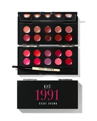 Tailor-made for the lipstick lover, this collectors edition palette features the 10 original Lip Colors launched by Bobbi in 1991 plus 10 bright, ultra modern options. Wear the shades on their own or mix and blend them to create custom colors. Tailor-made for the lipstick lover, this collectors edition palette features the 10 original Lip Colors launched by Bobbi in 1991 plus 10 bright, ultra modern options. Wear the shades on their own or mix and blend them to create custom colors.