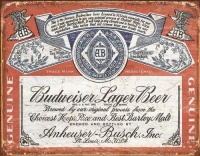 Budweiser Historic Label Distressed Retro Vintage Tin Sign , 16x13