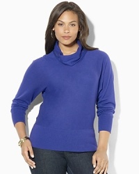A chic cowl neckline and dolman sleeves modernize a sleek sweater, crafted in an ultra-soft cotton-modal blend. A chic cowl neckline and dolman sleeves modernize a sleek sweater, crafted in an ultra-soft cotton-modal blend.
