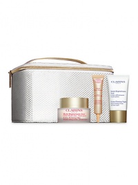 Clarins' trio of firming treatments visibly lift, tighten and tone with benefits that are both immediate and long-lasting. Set includes: Extra-Firming Day Cream, 1 oz.; Extra-Firming Night Cream, 0.5 oz. and Extra-Firming Botanical Lift, 0.35 oz. Made in France. Clarins' trio of firming treatments visibly lift, tighten and tone with benefits that are both immediate and long-lasting. Set includes: Extra-Firming Day Cream, 1 oz.; Extra-Firming Night Cream, 0.5 oz. and Extra-Firming Botanical Lift, 0.35 oz. Made in France.