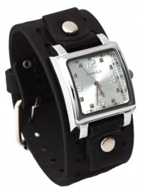 Nemesis #B5156S Men's Square Silver Dial Wide Leather Cuff Band Watch Nemesis #B5156S Men's Square Silver Dial Wide Leather Cuff Band Watch