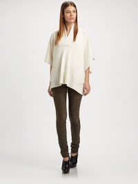 Rich, textured leather pairs with sleek stretch knit for a slim, curve-hugging fit.Wide waistbandFlat frontSlash pocketsPull-on styleRise, about 8Inseam, about 29Front: lambskinBack: 97% cotton/3% elastaneDry clean by a leather specialistImported of Italian fabricModel shown is 5'10 (177cm) wearing US size 4. Rich, textured leather pairs with sleek stretch knit for a slim, curve-hugging fit.Wide waistbandFlat frontSlash pocketsPull-on styleRise, about 8Inseam, about 29Front: lambskinBack: 97% cotton/3% elastaneDry clean by a leather specialistImported of Italian fabricModel shown is 5'10 (177cm) wearing US size 4.
