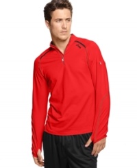 On the right track. Get set for a strong performance with this lightweight running shirt from Asics, featuring Thermopolis fabric for moisture management and breathability. On the right track. Get set for a strong performance with this lightweight running shirt from Asics, featuring Thermopolis fabric for moisture management and breathability.