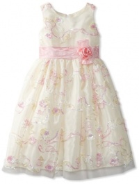 Jayne Copeland Girls 7-16 Floral Sequin Soutache Dress With Rose Bow Detail, Ivory, 8 Jayne Copeland Girls 7-16 Floral Sequin Soutache Dress With Rose Bow Detail, Ivory, 8