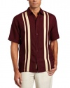 Cubavera Men's Short Sleeve Panel Stripe with Pickstich