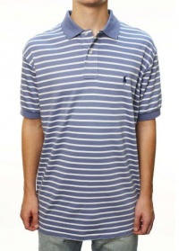 Polo Ralph Lauren Men's Short Sleeve Polo Shirt Blue w/White Stripes Polo Ralph Lauren Men's Short Sleeve Polo Shirt Blue w/White Stripes