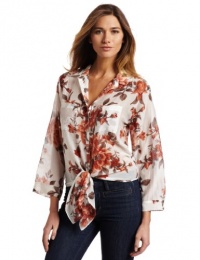 Karen Kane Women's Floral Tie Front Top Karen Kane Women's Floral Tie Front Top