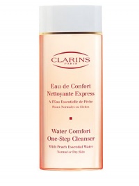 Water Comfort One-Step Cleanser with Peach Essential Water. Innovative formula removes make-up and impurities, refreshes, soothes and protects in one easy step; no rinsing required Leaves face feeling comfortable Ideal for Normal to Dry Skin 6.8 oz. Water Comfort One-Step Cleanser with Peach Essential Water. Innovative formula removes make-up and impurities, refreshes, soothes and protects in one easy step; no rinsing required Leaves face feeling comfortable Ideal for Normal to Dry Skin 6.8 oz.