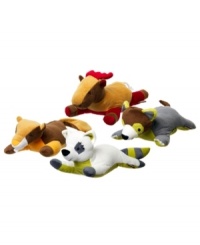 From Animal Planet is this adorable 4 pack plush toy set for your best friend dog. It includes a bear, a moose, a beaver, and a raccoon plus a hidden squeaker inside for extra fun. From Animal Planet is this adorable 4 pack plush toy set for your best friend dog. It includes a bear, a moose, a beaver, and a raccoon plus a hidden squeaker inside for extra fun.