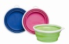 Bamboo Silicone Pop-Up Travel Bowl, 3-Cup, Colors Vary