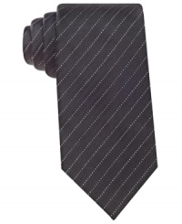 Stay in the spotlight with this striped silk tie from Geoffrey Beene. Stay in the spotlight with this striped silk tie from Geoffrey Beene.