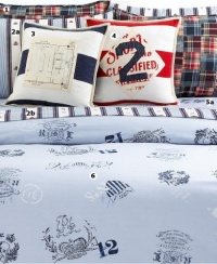Ralph Lauren Twin Comforter Ellis University Chambray Stamp Print Collection Ralph Lauren Twin Comforter Ellis University Chambray Stamp Print Collection