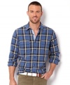 The only lumbering you'll do in this lightweight shirt from Nautica will be from the barbecue to the picnic table.