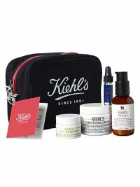 Kiehl's skin care works to strengthen and protect your skin's natural barrier for healthier, younger looking skin. Guaranteed in 28 days. Set includes Ultra Facial Cream (1.7 oz.), Powerful-Strength Line-Reducing Concentrate (1.7 oz.), Creamy Eye Treatment with Avocado (0.5 oz.), Midnight Recovery Concentrate (0.14 oz.), and an exclusive canvas Kiehl's travel bag. 