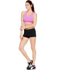 This Ideology sports bra is as comfortable as it is cute. Soft cups and wide tank straps offer support during your workout, while the seamless design works under tees, too! This Ideology sports bra is as comfortable as it is cute. Soft cups and wide tank straps offer support during your workout, while the seamless design works under tees, too!