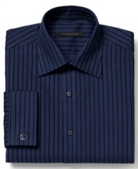 Skinny stripes add wide appeal to this sharp Sean John dress shirt. Skinny stripes add wide appeal to this sharp Sean John dress shirt.
