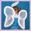 White Marabou Trimmed Angel Wings & Halo Headband - Great for Nativity Scene Costume / Christmas Play