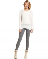 Pink Rose uses a classic, cable-knit design to create a pair of leggings that's winter-ready and falls in line with the season's graphic trend! Pink Rose uses a classic, cable-knit design to create a pair of leggings that's winter-ready and falls in line with the season's graphic trend!