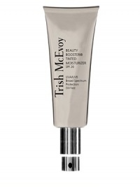 Trish's Beauty Booster tinted moisturizer SPF 20 hydrates and protects while providing ultra-light buildable coverage for a look of naturally Even Skin®. It contains hyaluronic acid to boost skin's moisture levels, antioxidants to disarm free radicals, and UVA/UVB broad spectrum protection to help prevent sun damage. Made in USA. Trish's Beauty Booster tinted moisturizer SPF 20 hydrates and protects while providing ultra-light buildable coverage for a look of naturally Even Skin®. It contains hyaluronic acid to boost skin's moisture levels, antioxidants to disarm free radicals, and UVA/UVB broad spectrum protection to help prevent sun damage. Made in USA.