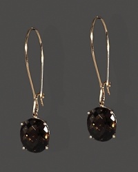 Faceted smoky quartz drop earrings in 14K rose gold settings.