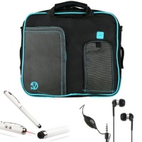 AQUA Trim BLACK Pindar Durable Water-Resistant Nylon Protective Carrying Case Messenger Shoulder Bag For The New Apple iPad 3 (2nd/3rd Generation 16GB 32GB 64GB Compatible with All Versions) + Crystal Clear High Quality HD Noise Filter Ear buds Earphones AQUA Trim BLACK Pindar Durable Water-Resistant Nylon Protective Carrying Case Messenger Shoulder Bag For The New Apple iPad 3 (2nd/3rd Generation 16GB 32GB 64GB Compatible with All Versions) + Crystal Clear High Quality HD Noise Filter Ear buds Earphones