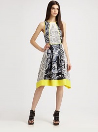 Tropic-inspired prints patch-together in this full-skirted frock outlined with vibrant taped trim.BoatneckSleevelessTop-fit bodiceSet-in waistPatch pocketsHandkerchief hemCenter back zipperAbout 40 from shoulder to hem69% viscose/31% silkDry cleanImportedModel shown is 5'9½ (176cm) wearing US size 4. Tropic-inspired prints patch-together in this full-skirted frock outlined with vibrant taped trim.BoatneckSleevelessTop-fit bodiceSet-in waistPatch pocketsHandkerchief hemCenter back zipperAbout 40 from shoulder to hem69% viscose/31% silkDry cleanImportedModel shown is 5'9½ (176cm) wearing US size 4.