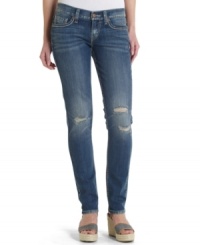 Skinnies never looked so good in Levi's® 524 jeans featuring whiskering at the knees and a distressed front for a cool broken-in vibe. Skinnies never looked so good in Levi's® 524 jeans featuring whiskering at the knees and a distressed front for a cool broken-in vibe.