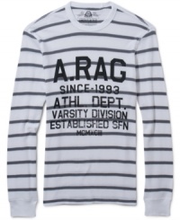 This horizontal stripe shirt from American Rag gives you great style from left to right. This horizontal stripe shirt from American Rag gives you great style from left to right.
