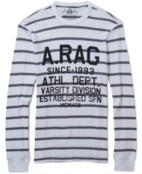 This horizontal stripe shirt from American Rag gives you great style from left to right.