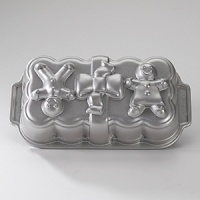Perfect for the holidays, this pan creates charming little gingermen-accented breads or cakes. Perfect for the holidays, this pan creates charming little gingermen-accented breads or cakes.