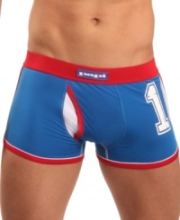 Add some sporty style to your underwear collection with this Brazilian trunk by Papi Underwear. Add some sporty style to your underwear collection with this Brazilian trunk by Papi Underwear.