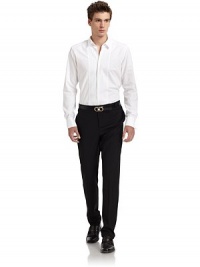 THE LOOKSlim fit silhouetteShirt collarFront button closure Pleated placketLong French cuff sleeves Shirttail hemBack yoke and seam detailsTHE MATERIALCottonFully linedCARE & ORIGINMachine washMade in Italy THE LOOKSlim fit silhouetteShirt collarFront button closure Pleated placketLong French cuff sleeves Shirttail hemBack yoke and seam detailsTHE MATERIALCottonFully linedCARE & ORIGINMachine washMade in Italy