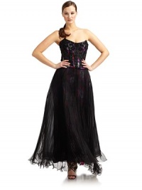 THE LOOKDouble-layered sheer overlayFloral printed underlayStraplessIntricate bead-embellished bustStructured bodiceAccordion pleated skirtSide zip with hook-and-eye closureTHE FITAbout 49 from top to hemTHE MATERIALSilkSecond fabric: polyamideFully linedCARE & ORIGINDry cleanMade in ItalyModel shown is 5'10½ (179cm) wearing US size 4. THE LOOKDouble-layered sheer overlayFloral printed underlayStraplessIntricate bead-embellished bustStructured bodiceAccordion pleated skirtSide zip with hook-and-eye closureTHE FITAbout 49 from top to hemTHE MATERIALSilkSecond fabric: polyamideFully linedCARE & ORIGINDry cleanMade in ItalyModel shown is 5'10½ (179cm) wearing US size 4.