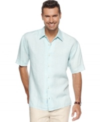 Just add cocktail. This short-sleeved shirt from Tommy Bahama needs little else to complete the perfect casual look. Just add cocktail. This short-sleeved shirt from Tommy Bahama needs little else to complete the perfect casual look.